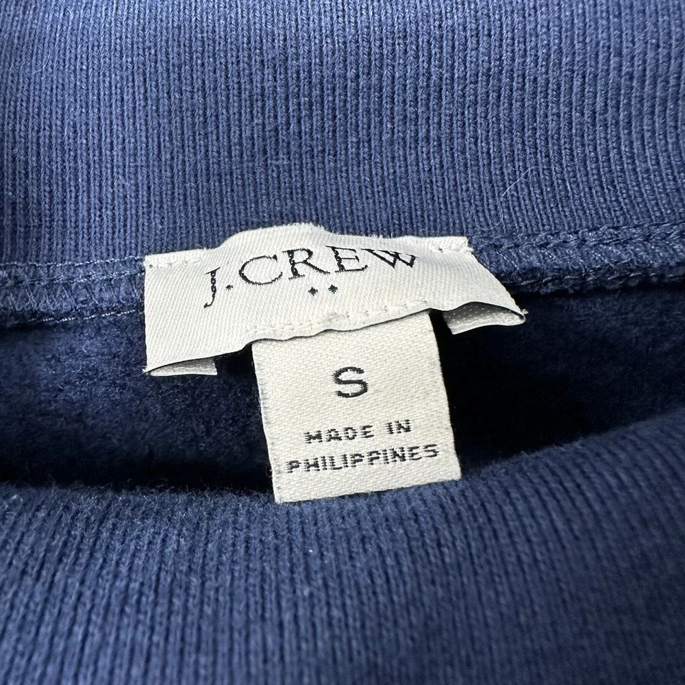 J.Crew Womens Navy Blue Funnel Neck Button Shoulder Sweatshirt Size S Small
